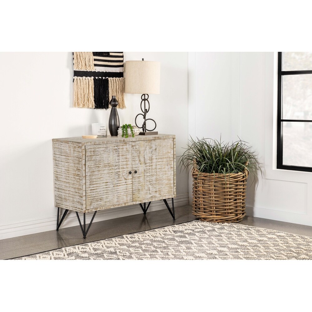 Coaster Furniture Eileen Rectangular 2 door Accent Cabinet Natural And White Washed   40.00'' x 16.00'' x 30.00''