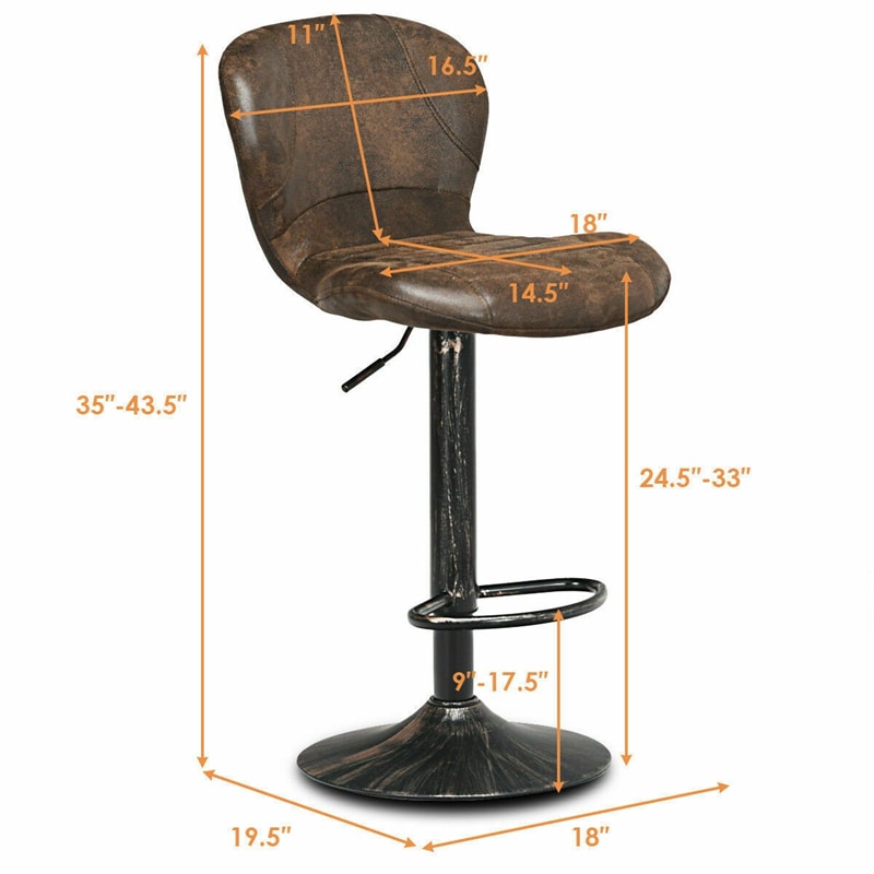 2-Pack Retro Swivel Bar Stools with Backrest & Footrest, Hot-stamping Bar Chairs PU Leather Counter Stools