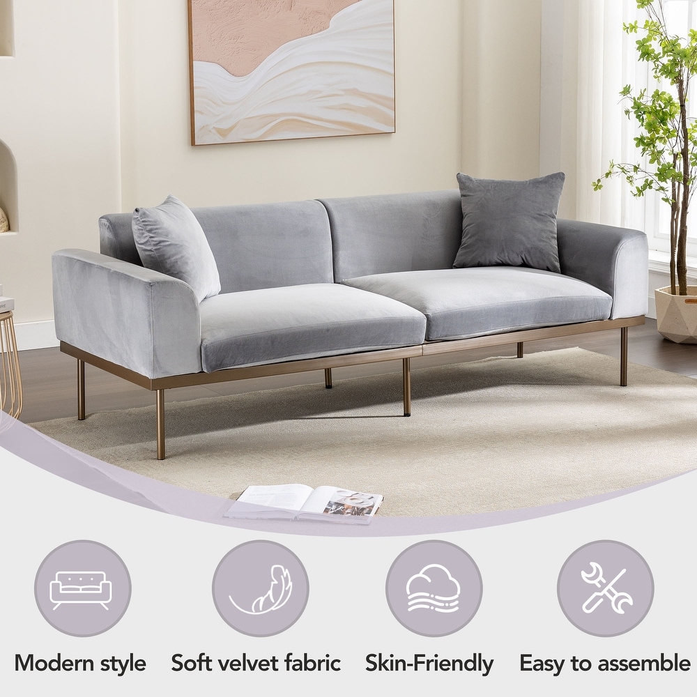 Modern Velvet Sofa with Metal Legs Loveseat Sofa Couch