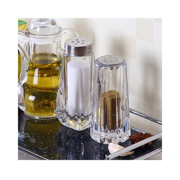 YBM Home Salt and Pepper Shakers Glass with Stainless Steel Lid， 1231