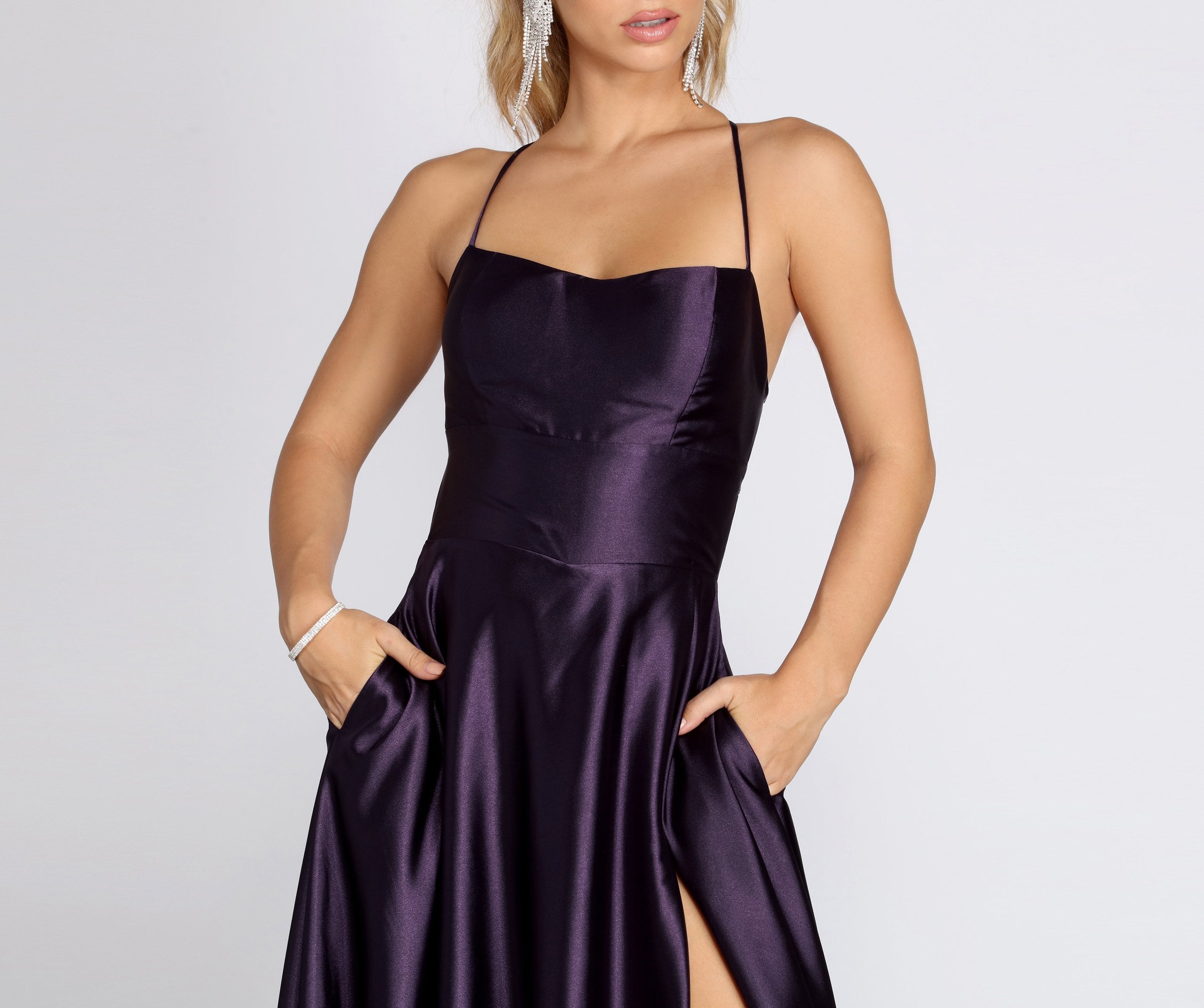 Anne Formal Lattice Satin Dress