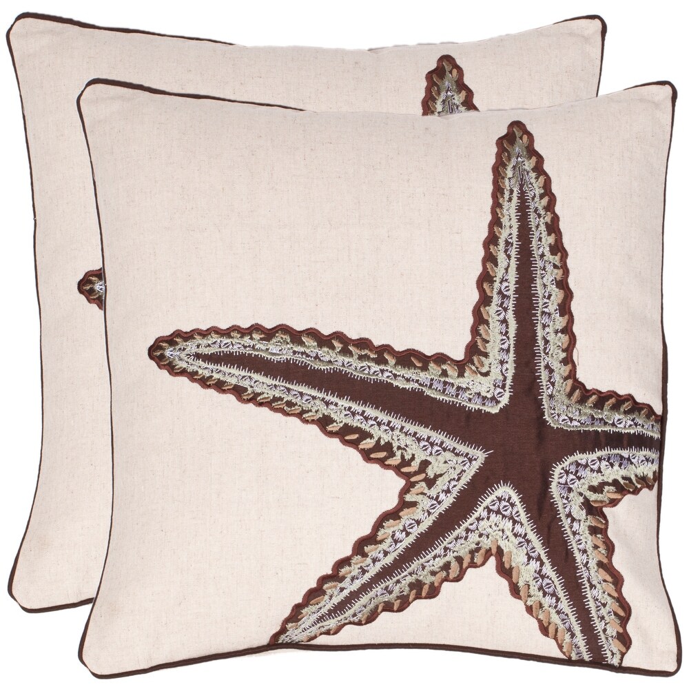 SAFAVIEH Starfish 18 inch Beige/ Brown Decorative Pillows (Set of 2)