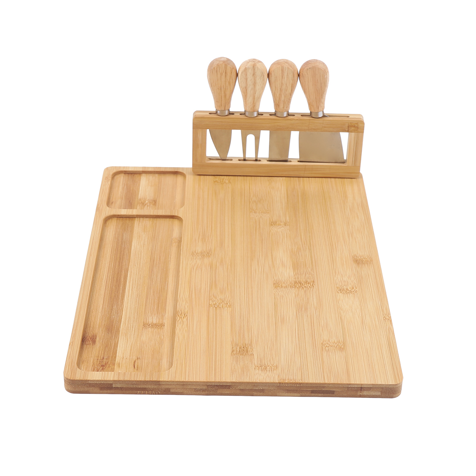 Cheese Board and Knife Set，Charcuterie Platter and Serving Meat Board Bamboo Cheese Board with Cheese Knife Set 35.5 x 28 cm - Wooden Serving Plate for Cheese Serving Board Wooden Cheese Board or Chop