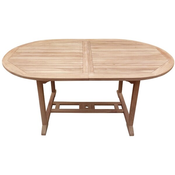 Seven Seas Teak Hawaii Teak Wood Oval Outdoor Patio Extension Table，71 to 94 inch (Table Only)