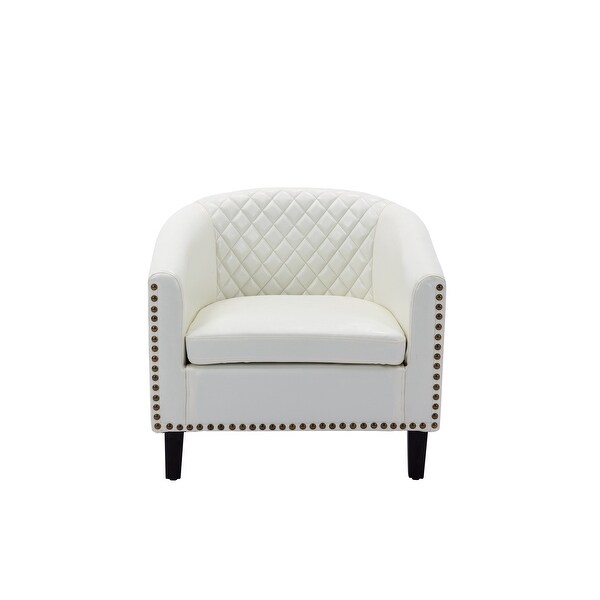 Accent Barrel Chair with Nailheads and Solid Wood Legs