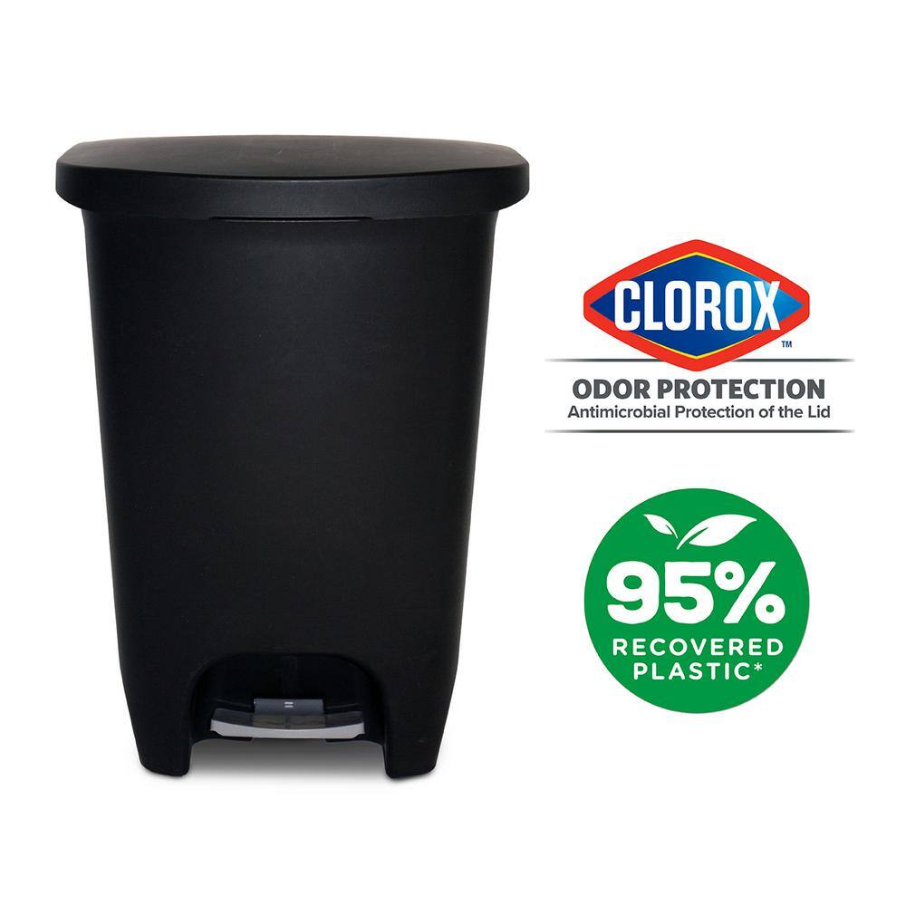 Glad 13 Gal. Black Step-On Plastic Trash Can with Clorox Odor Protection of The Lid GLD-74130-1