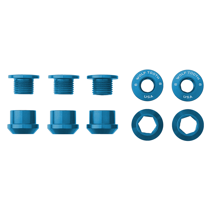 Wolf Tooth Components Chainring Bolt & Nut Set - 1X - Blue