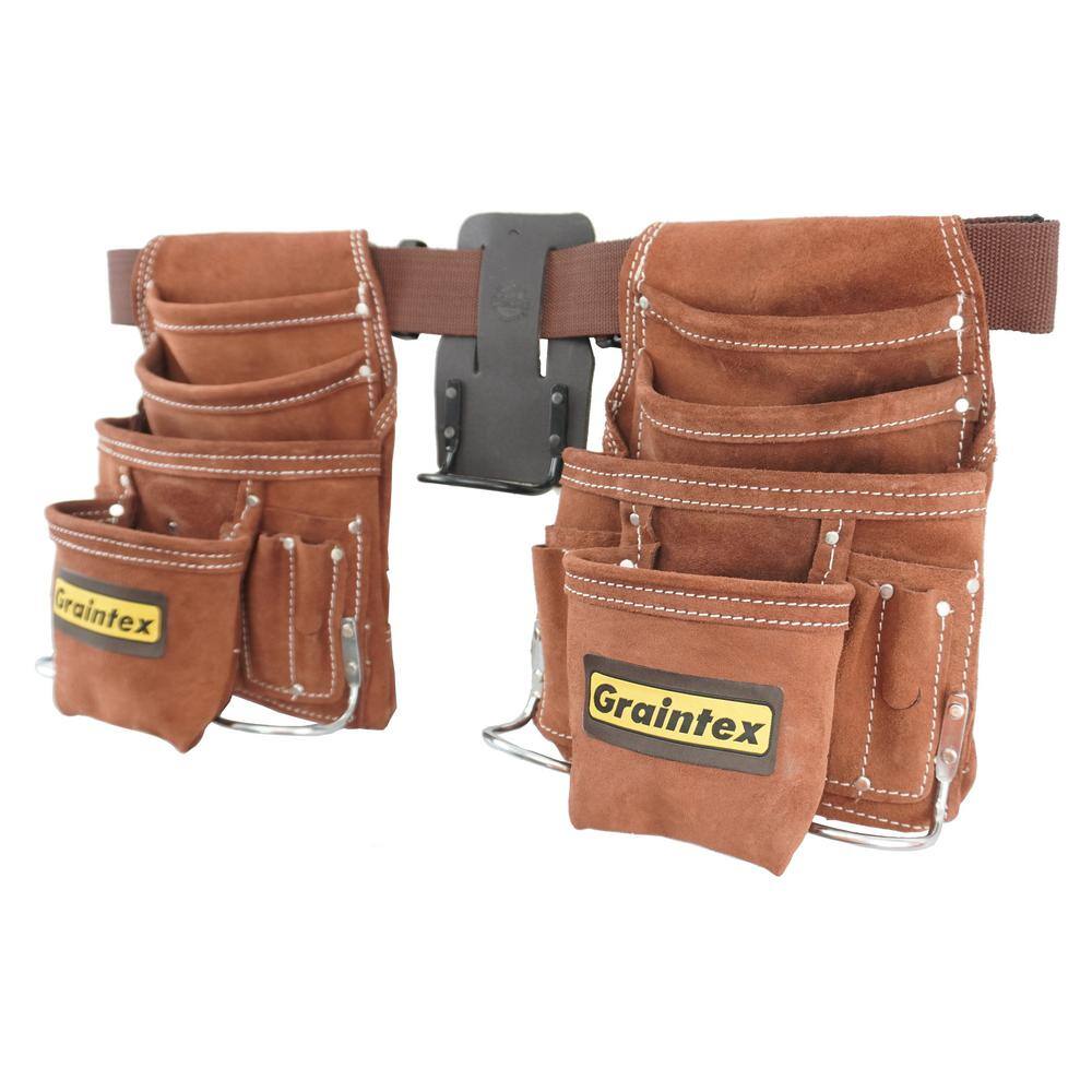 Graintex 20 Pocket Nail and Tool Pouch Set with 2 in. Belt and Hammer Holder SS2960