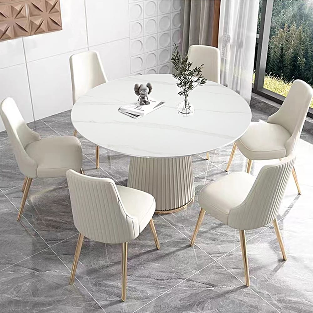 53 inch Sintered stone carrara white dining table with 6pcs Chairs