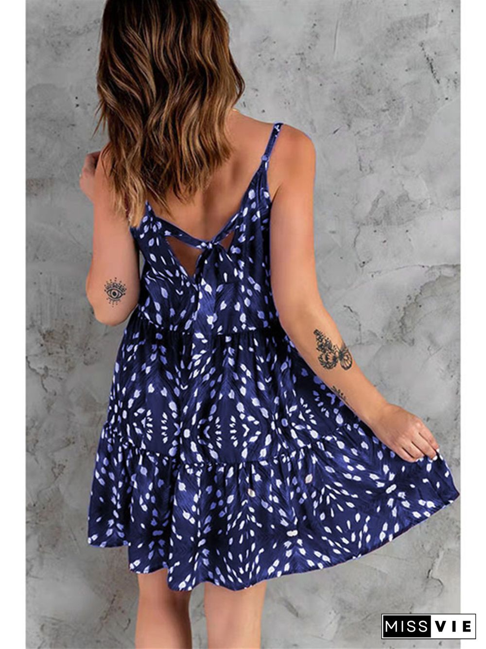 Summer Printed Bohemian Commuter Sling Short Dress