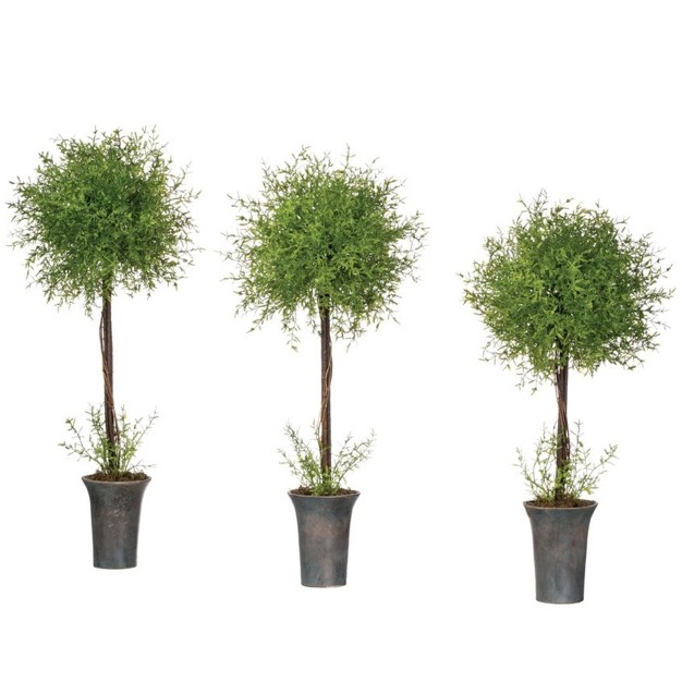 Sullivans Artificial Set Of 3 Feather Fern Topiary Tree Set 23