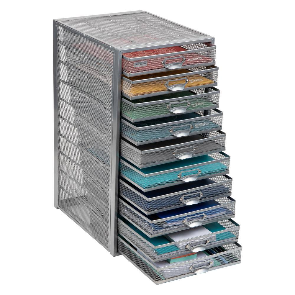 Mind Reader 10-Drawer Silver Cabinet File Storage Drawer 10CABMESH-SIL