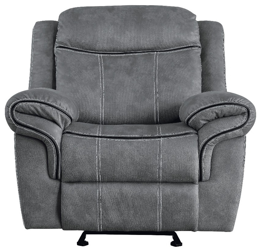 Acme Zubaida Glider Recliner Two Tone Gray Velvet   Transitional   Recliner Chairs   by AMOC  Houzz