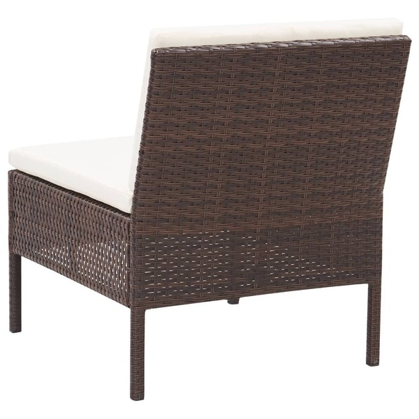 vidaXL 3 Piece Patio Lounge Set with Cushions Poly Rattan Brown