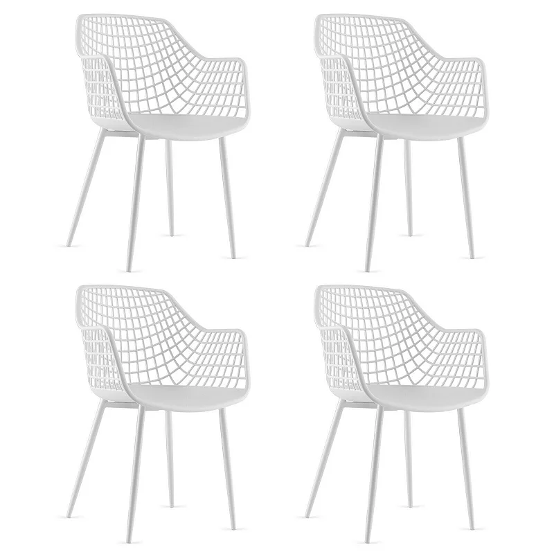 Set of 4 Heavy Duty Modern Dining Chair with Airy Hollow Backrest