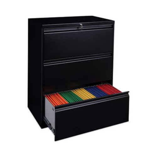 Alera Three-Drawer Lateral File Cabinet， 30w x 18d x 39.5h， Black (LF3041BL)