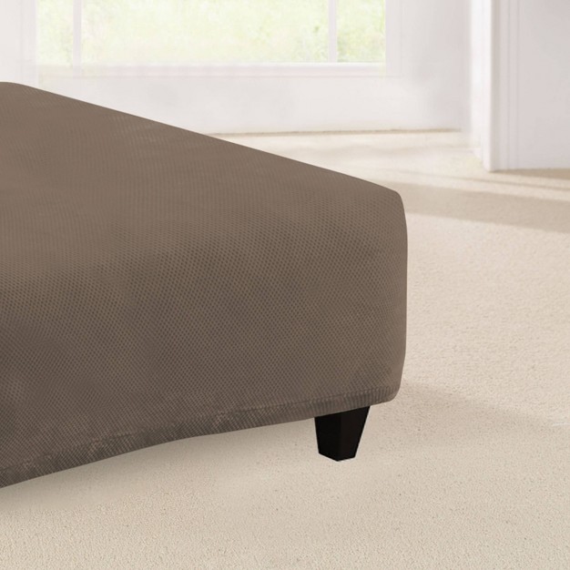 Stretch Pique Square Ottoman Slipcover Taupe Sure Fit