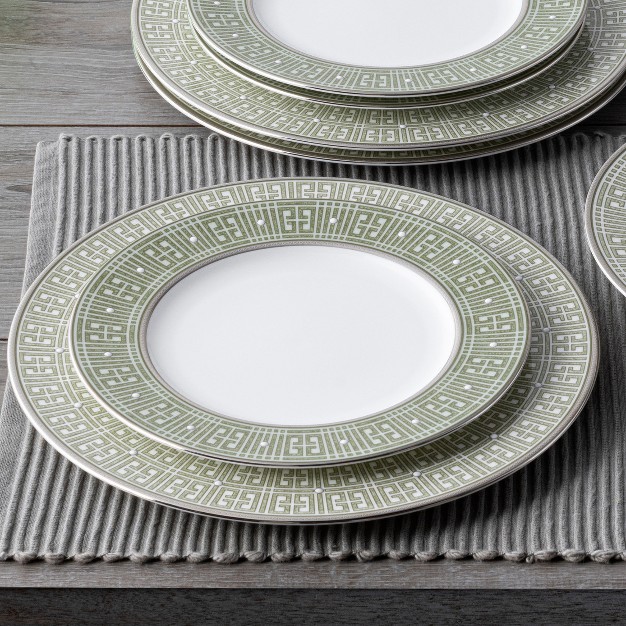 Noritake Infinity Green Platinum Set Of 4 Dinner Plates