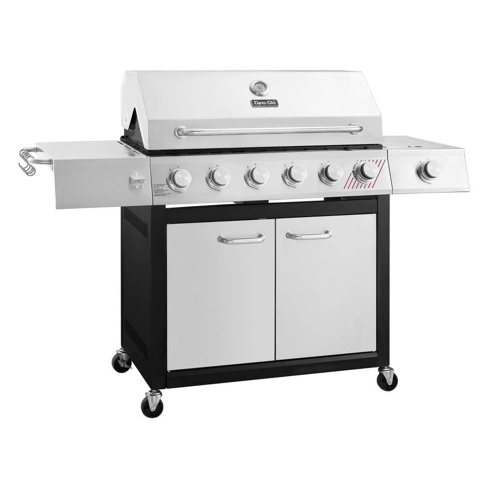 Dyna-Glo DGF571CRN-D 6-Burner Natural Gas Grill in Stainless Steel with TriVantage Multi-Functional Cooking System