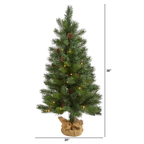 3' Fraser Fir Natural Look Artificial Christmas Tree with 50 Clear LED Lights，