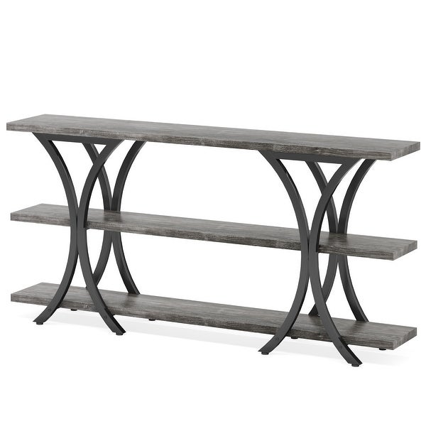 70.8 Inch Narrow Console Table with 3 Tier Shelves