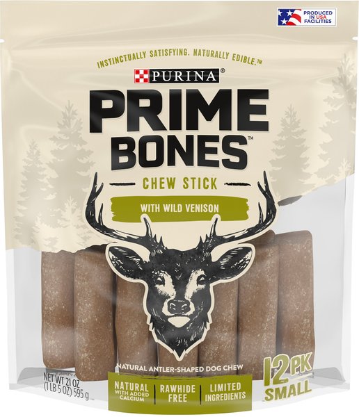 Prime Bones Natural Small Chew Stick with Wild Venison Dog Treat