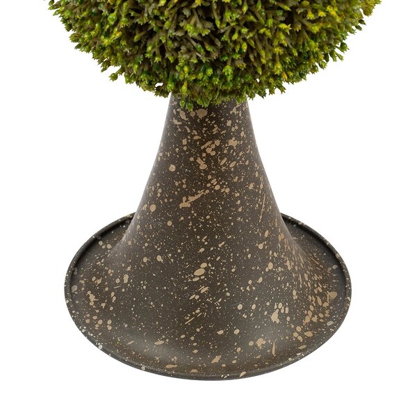 Antique Bronze and Green 27inch Spired Sphere Boxwood Topiary