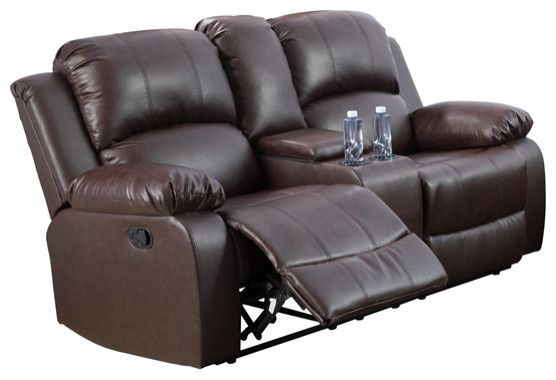 Lifestyle Furniture Provo 3 Pieces Faux Leather Recliner Sofa Set in Espresso   Contemporary   Living Room Furniture Sets   by Homesquare  Houzz