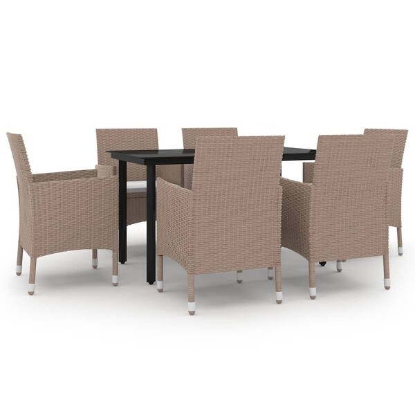 vidaXL Patio Dining Set Outdoor Table and Chair Set Poly Rattan and Glass