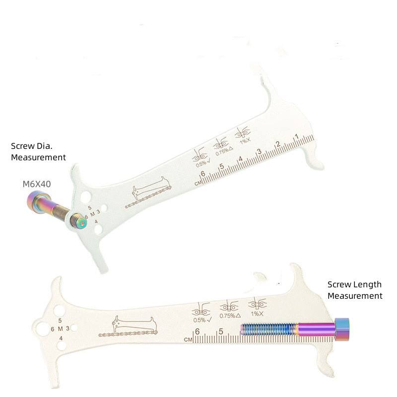 Bicycle Chain Checker S/S Bike Chain Repair Tool 3 in 1 Bicycle Chain Wear Indicator and Screw Measurement for Cycling Parts