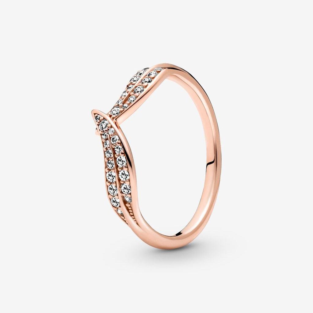 PANDORA  Sparkling Leaves Ring in Rose Gold