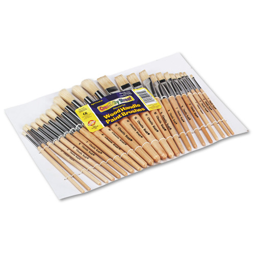 Creativity Street Preschool Brush Set， Sizes 1-12， Natural Bristle， Flat; Round， 24/Set (5172)