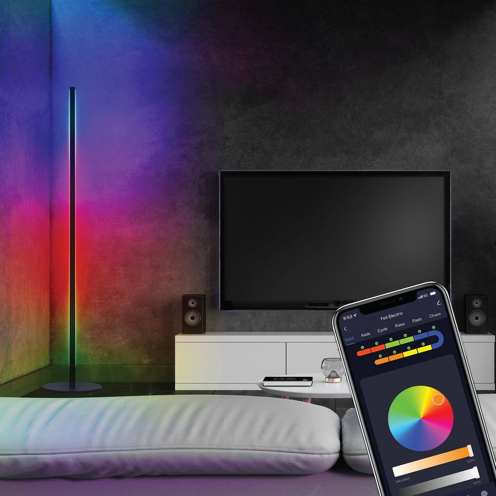 Feit Electric 42 in. Integrated LED Color Changing Smart Home Wi-Fi Connected Wireless Floor Lamp (4-Pack) FLOOR42RGBBLKAG4