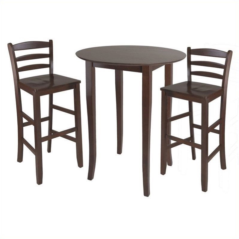 Winsome Fiona 3 Piece High Round Table with Ladder Back Stool