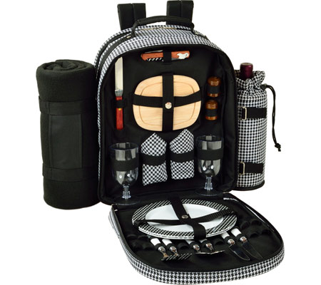 Picnic at Ascot 2 Person Picnic Backpack with Blanket - Houndstooth