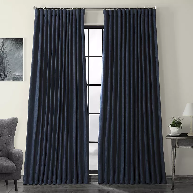 EFF Faux Linen Extra Wide Blackout Window Curtain