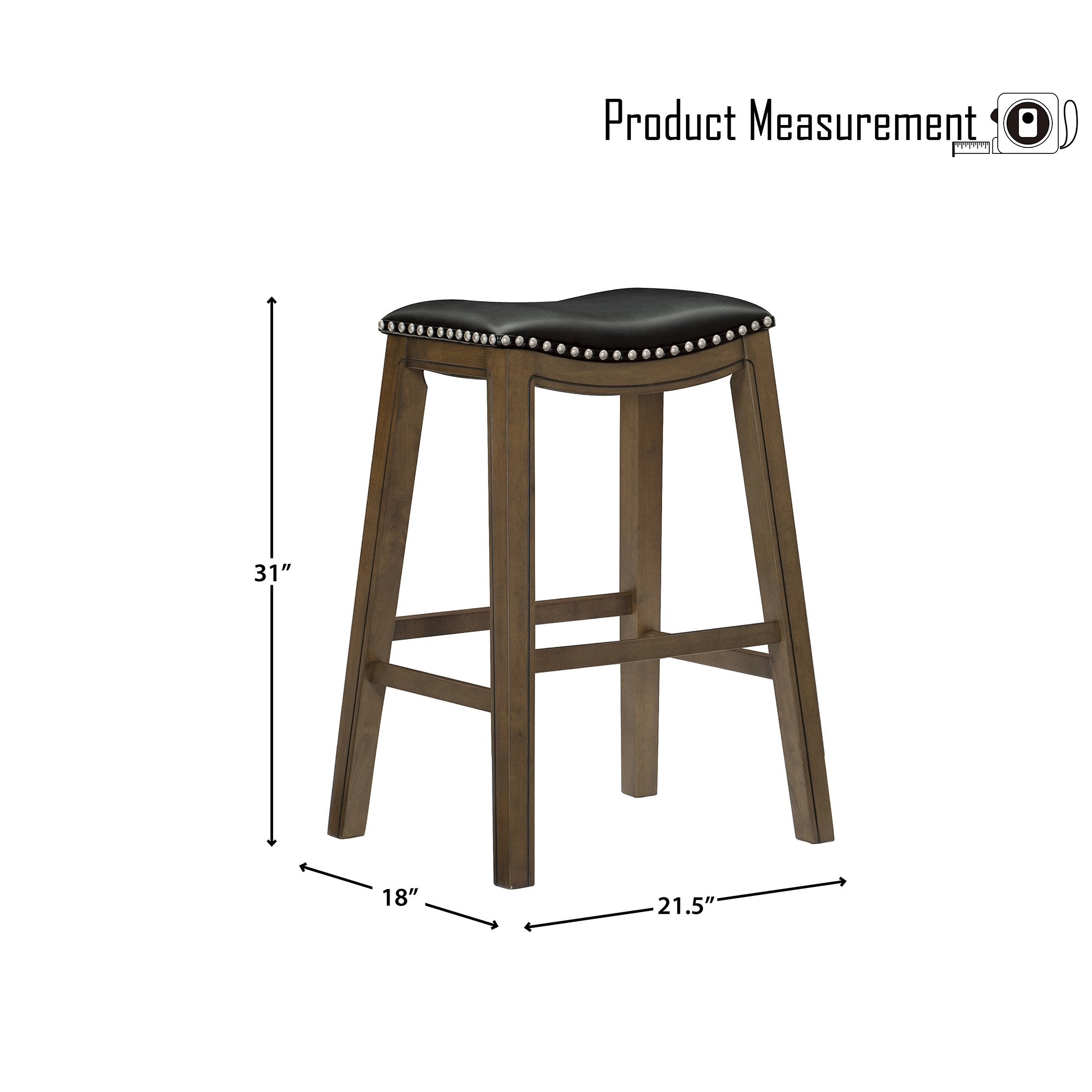 OakvillePark Eustis Saddle Seat Pub Height Barstool， Black