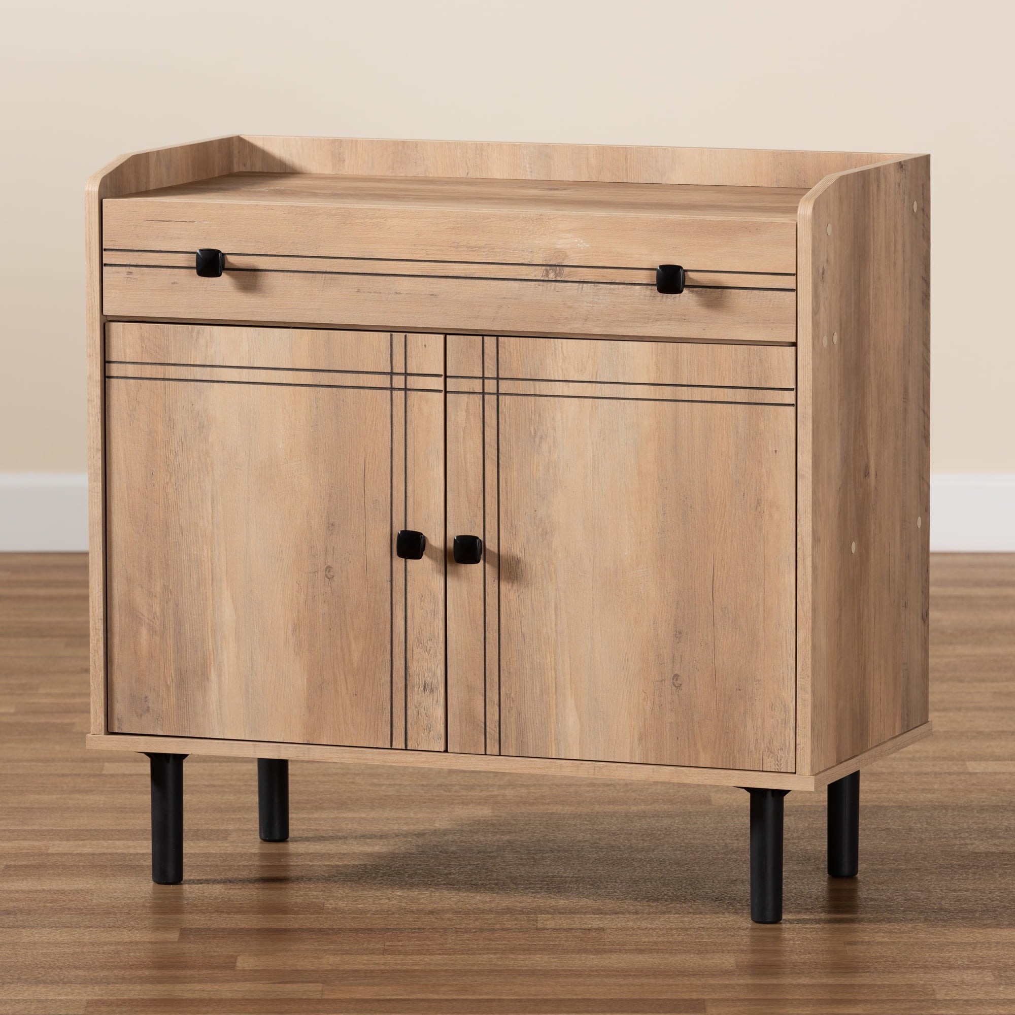 Baxton Studio Patterson Modern and Contemporary Oak Brown Finished Wood 2-Door Kitchen Storage Cabinet