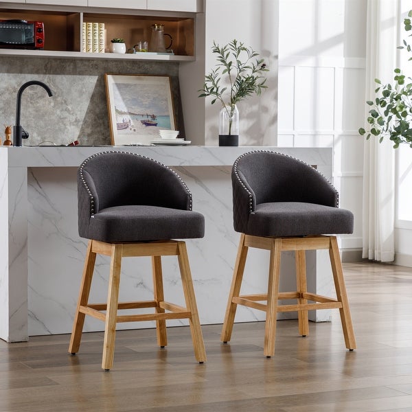 360 Degree Swivel Counter Height Bar Stools with Footrest Set of 2