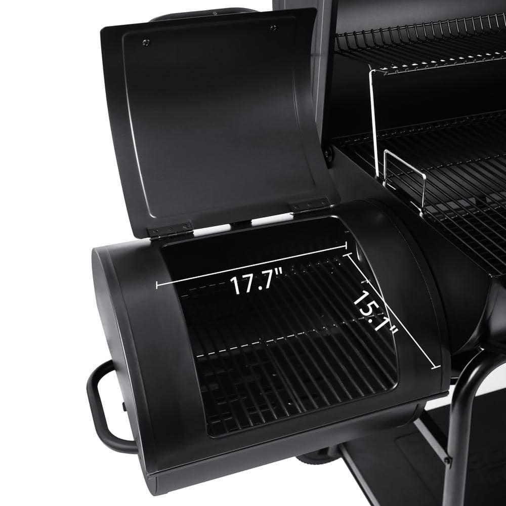 Royal Gourmet Charcoal Barrel Grill with Offset Smoker in Black