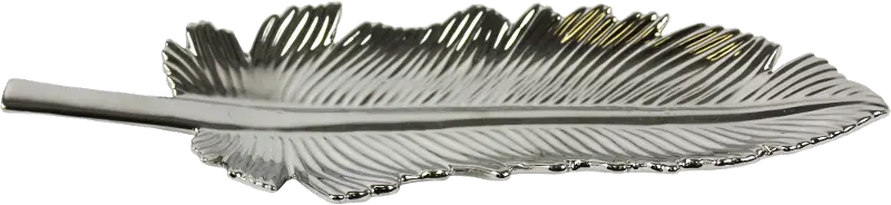 Silver Ceramic Leaf Plate