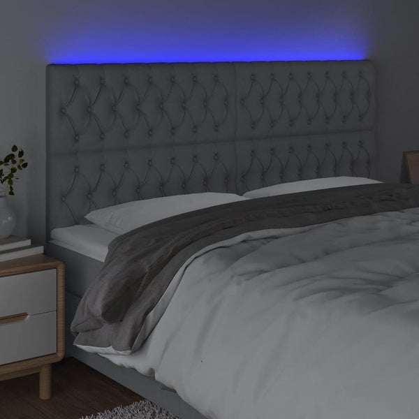 vidaXL LED Headboard Dark/Light Gray Fabric - - 37421103