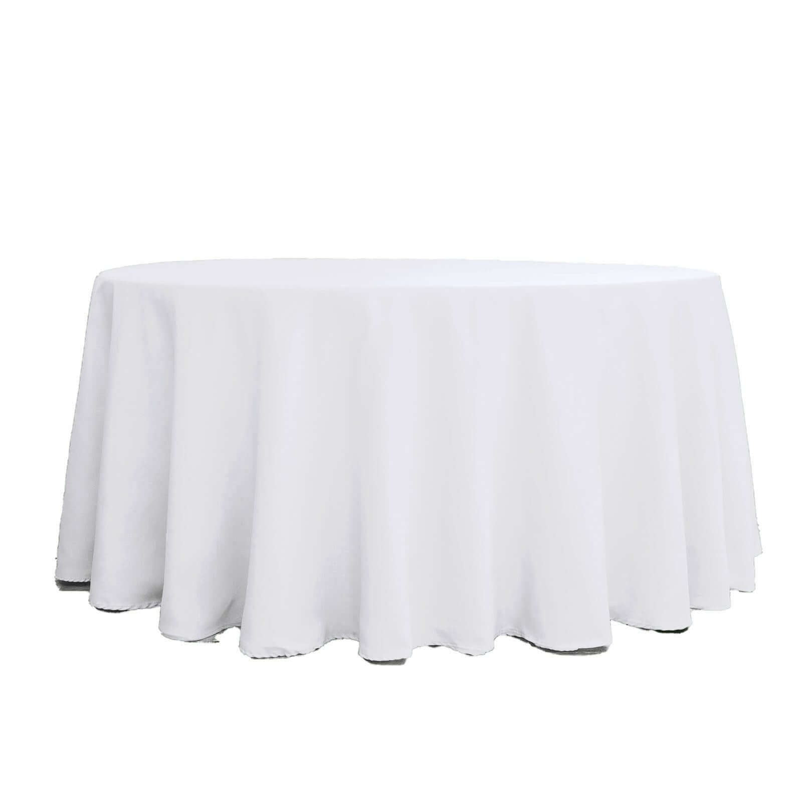 White Seamless Polyester Round Tablecloth 120