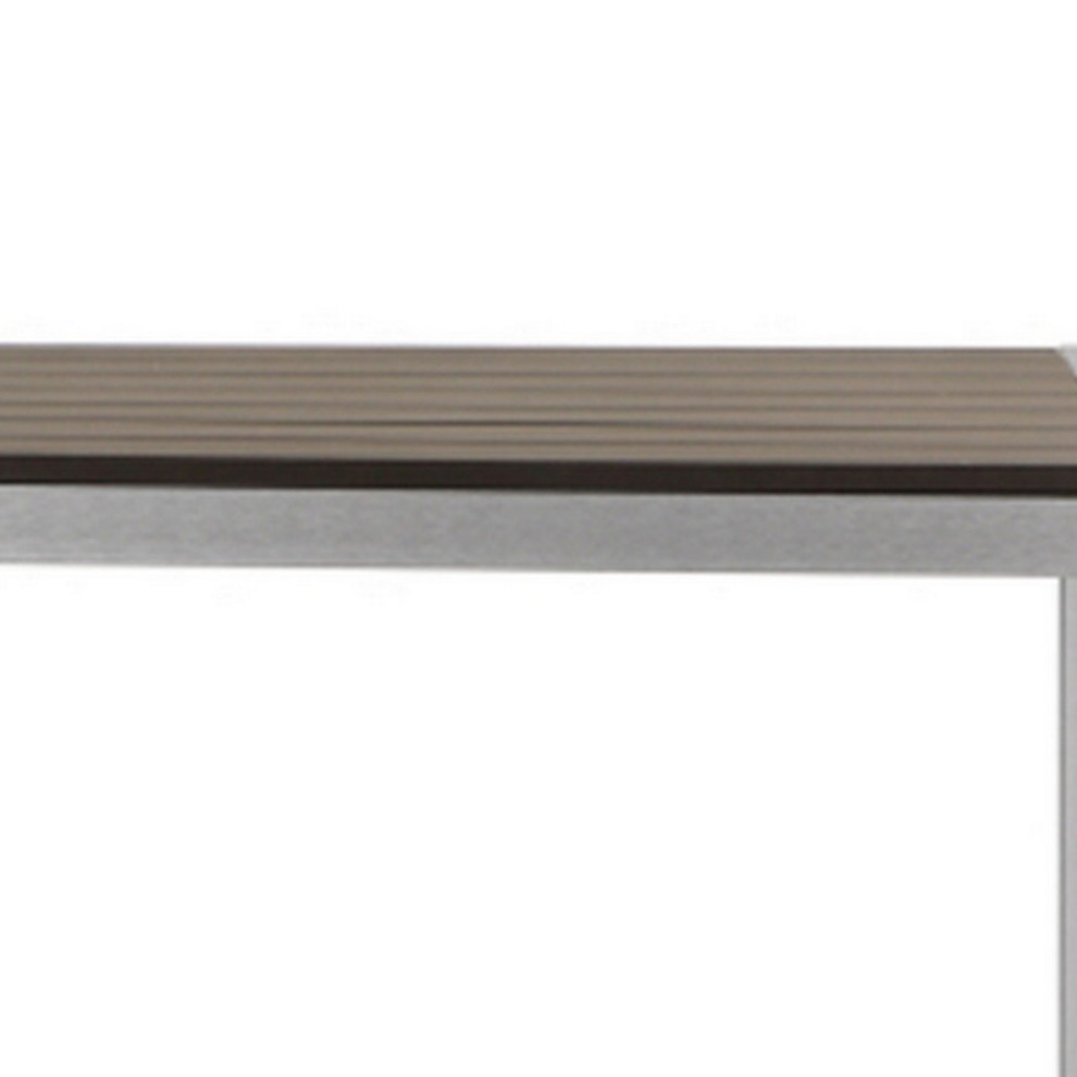 Benzara BM287813 Kylo 43 quotOutdoor Bar Table  White and Brown Aluminum Frame   Contemporary   Outdoor Pub And Bistro Tables   by Uber Bazaar  Houzz