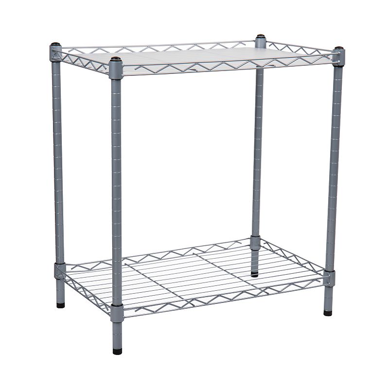 Mind Reader Alloy Collection， 2-Tier Industrial Microwave Stand with Utility Shelf