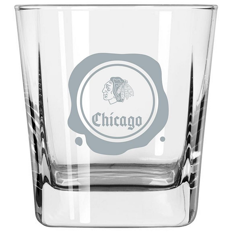 Chicago Blackhawks 14oz. Frost Stamp Old Fashioned Glass