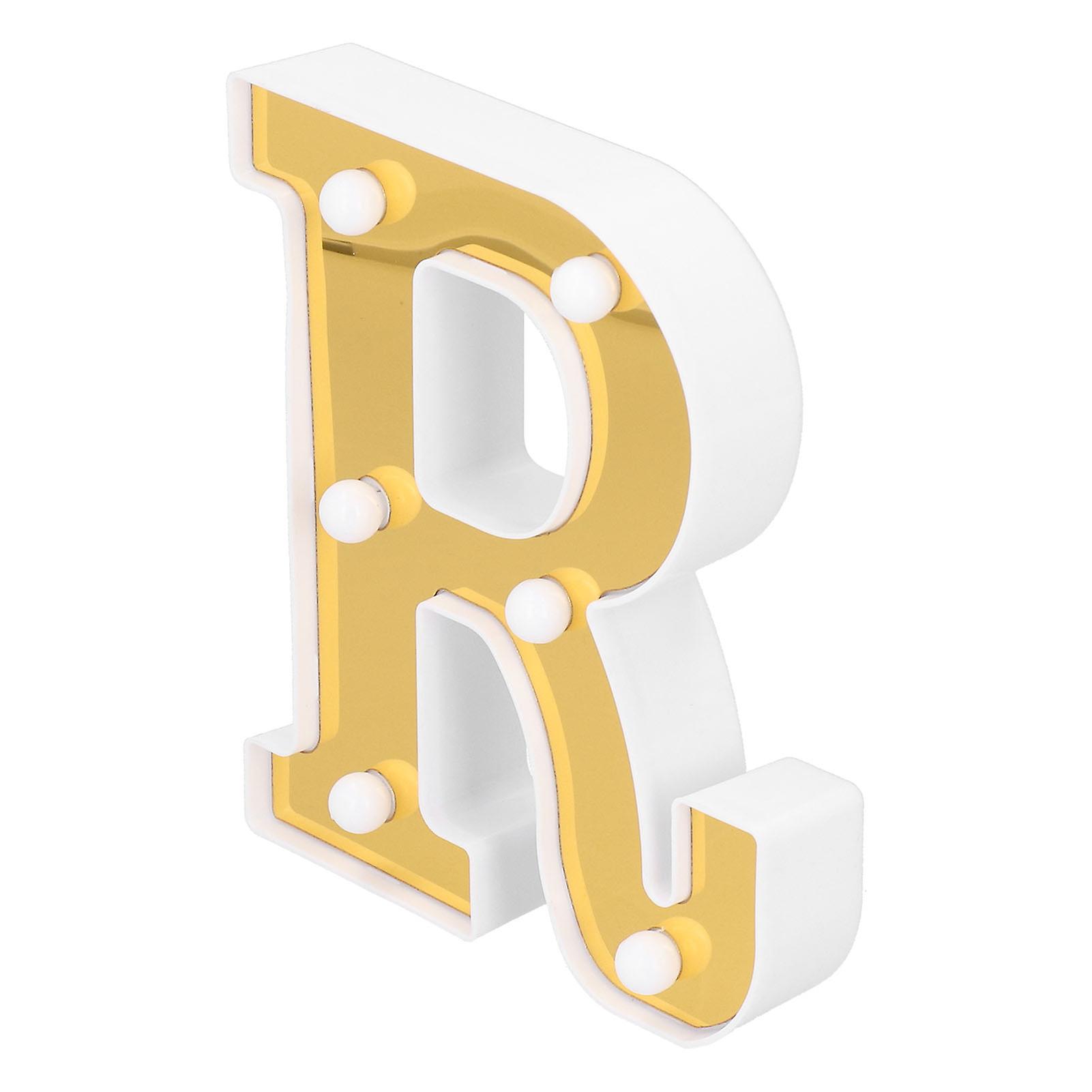 Gold Letter R Sign Lamp LED Alphabet Decorative Lamp for Bedroom Wedding Birthday Party Warm White