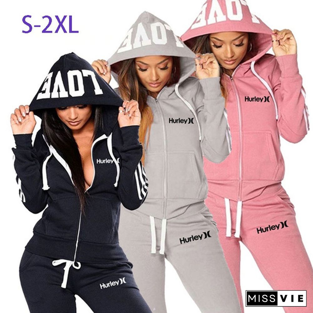 Autumn Fashion Women Outdoor Sweatshirt and Pants Set Lady Casual Zipper Coat Two Piece Sport Jacket Jogging Suit workout clothes 3colour S-XXL S-2XL