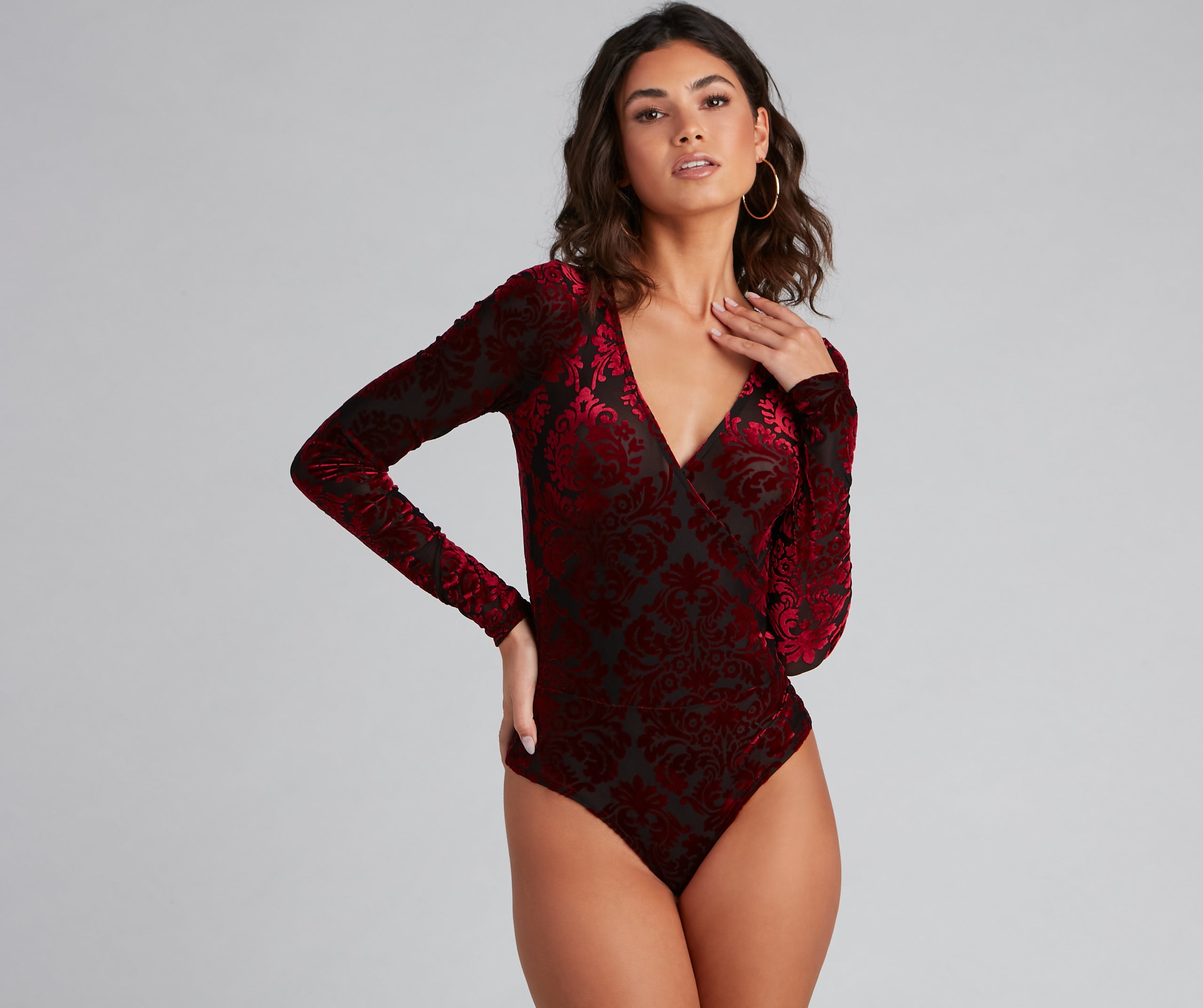 Lookin' Luxe Flocked Velvet Bodysuit