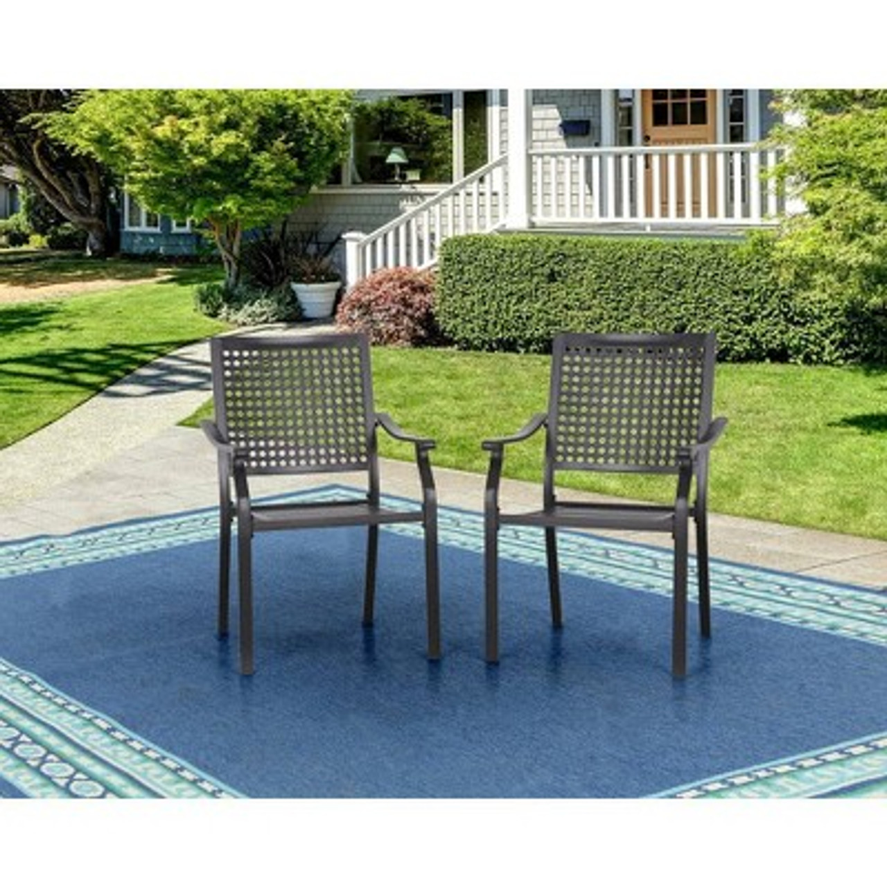 2pk Outdoor Metal Dining Chairs - Captiva Designs